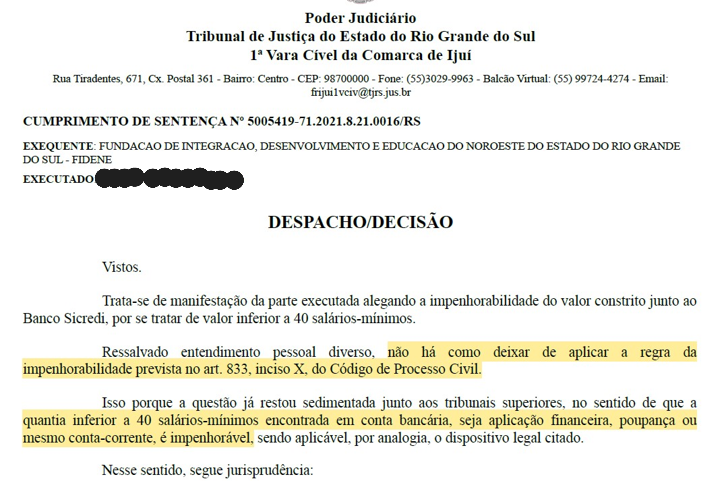 conta bancaria bloqueada